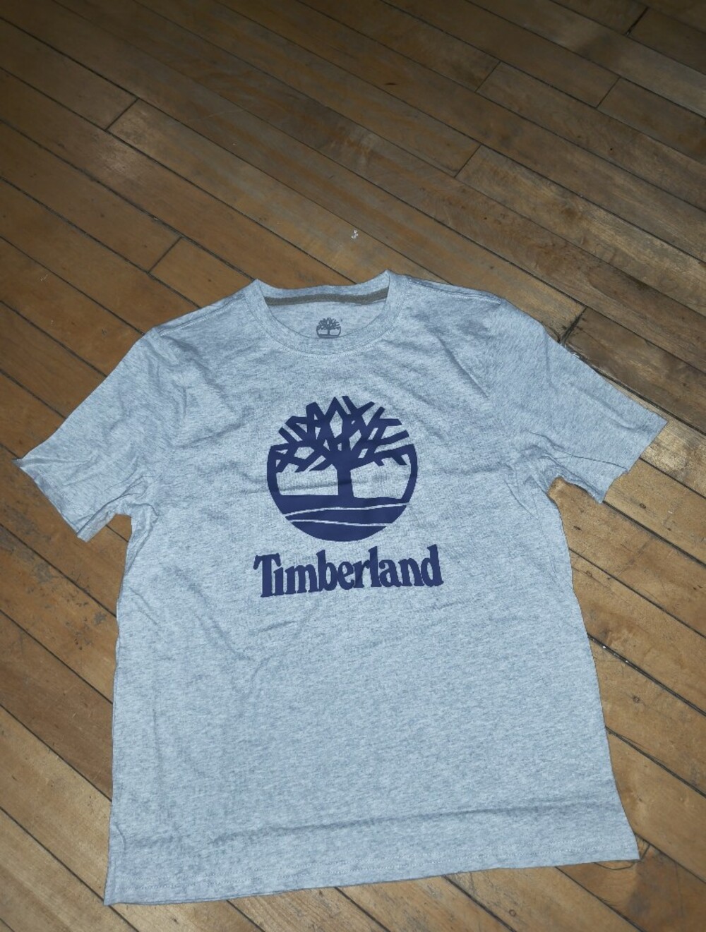 New!!! Timberland Boys' Kids Logo Short Sleeve 100% Cotton Heather Gray Crewneck
